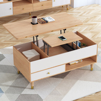Table basse relevable et table à manger : 2 en 1, pliable multifonctionnelle, style nordique, rangement pour petits espaces, minimaliste