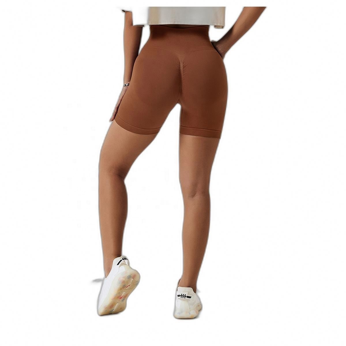 Women's Seamless High Waist Running Shorts Quick Dry Gym Fitness Yoga Athletic Shorts With Drawstring Closure Reversible Design