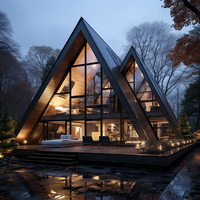 Maison préfabriquée en forme de A triangulaire à double structure en A, villa de luxe en forme de double pyramide pour hôtel, maisons préfabriquées en Europe