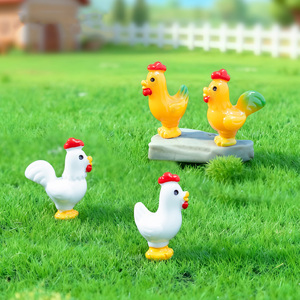 Mini Ornamenti in Resina a Forma di Gallo, Statuette di Animali da Fattoria in Miniatura, Polli per Giardino, Paesaggio con Muschio, Decorazioni Pasquali per la Casa, Artigianato Fai-da-Te - Product Image 2