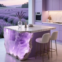Beleuchtete Kristall-inspirierte Luxus-Acryl-Bartheke mit Transparentem Design Maßgefertigt für Gewerbeflächen; Quadratische Form