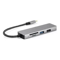Hub HDMI 4K USB 3.0 avec lecteur de carte SD Micro SD, adaptateur métallique de type C vers type C, transfert de données 5 ports jusqu'à 3 Mbps pour ordinateur portable