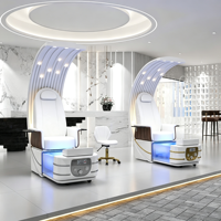 Kursi Spa Kaki Salon Pijat Elektrik Mewah Desain Asli RJ, Kursi Pedikur Bundar yang Dapat Disesuaikan, Mangkuk Kaca Keramik, Pompa Jet
