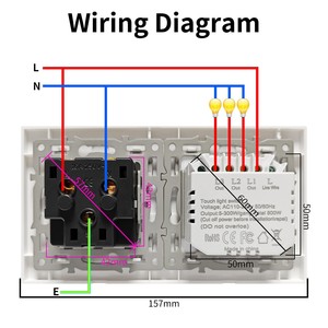 เต้ารับสวิตช์แบบสัมผัสมาตรฐานยุโรปพร้อมพอร์ต USB แผงกระจกนิรภัย สายไฟเส้นเดียว 157 Ww01y C - Product Image 3
