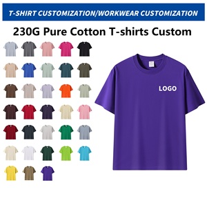 Wholesale Promotional 230gsm 100% Pure Cotton T-shirts Custom Logo Printed Silk Screen Printing Unisex Eco-Friendly Corporate