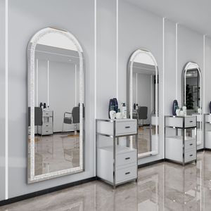 Miroir LED rond incrusté de <span class=keywords><strong>strass</strong></span>, station de beauté de luxe, miroir de coiffure et de maquillage pour salon de beauté - Product Image 4