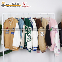KungFu KingAAA Grosir Seragam Baseball Bekas Jaket Varsity Warna Kontras Jaket Baseball Vintage Bekas Pakaian Bekas