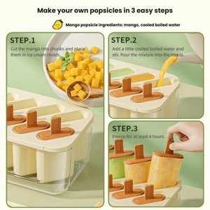 Vassoio per Cubetti di <span class=keywords><strong>Ghiaccio</strong></span> Quadrato in Plastica e Silicone con Coperchio e Paletta, Coperchio Rimovibile Antigoccia, Facile da Usare, per Gelato e Congelatore - Product Image 4