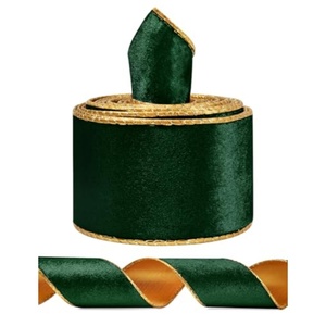 Rubans de Noël de luxe pour la décoration de l'arbre de Noël, ruban en velours rouge de 6,3 cm pour la fabrication de nœuds DIY - Product Image 1