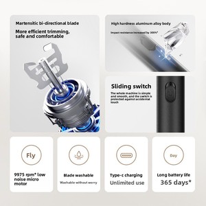 Tondeuse à poils de nez pour hommes et femmes, rechargeable par USB, épilateur électrique pour le visage et les oreilles, facile à nettoyer - Product Image 2