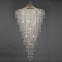 Classique hôtel salon spirale long moderne led luxe asfour cristal escalier lustre éclairage haute qualité cristal lumière