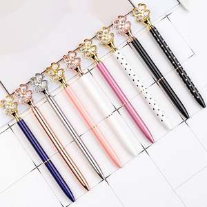 Bolígrafo de Metal con Cristal y Diseño de Trébol de Cuatro Hojas, con Logotipo Personalizado, Nuevo Estilo - Product Image 1