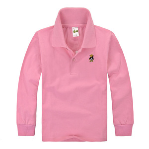 100% coton garçons Polo T-shirts & T-shirts automne à manches longues enfants uniforme scolaire avec col rond solide adolescent et filles conception - Product Image 4