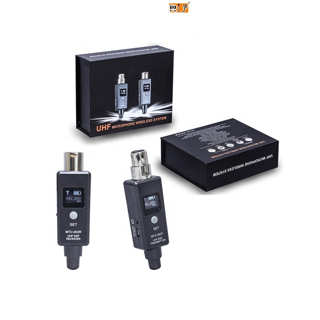 T-8 UHF Wireless Microphone Transmitter and Receiver 1 Channel 20 Frequency Adjustable Wired Mics to Wireless Mics System