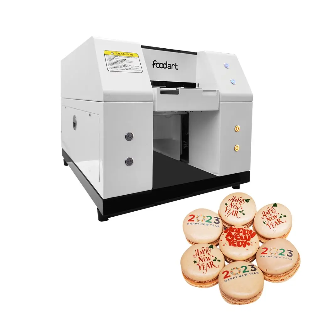 Einfache Bedienung Intelligente Hebebühne Inkjet-Tinte in Lebensmittel qualität aktualisiert Drucken Essbare Kuchen kekse Lebensmittel druckmaschine