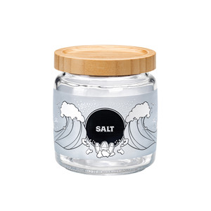 Pot à sel en verre Bormioli 75 cl H 11,6 cm Ø 11 cm avec couvercle en bambou Bormioli Rocco - Product Image 1