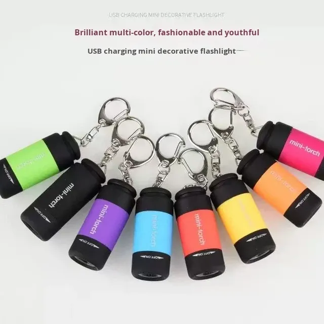 Mini Colorful Super Bright IP20 Waterproof Tactical Flashlight Outdoor Household Portable Lighting USB Rechargeable Keychain LED