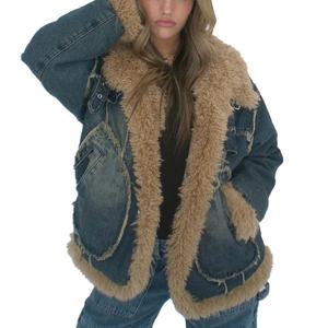 Chaqueta de mezclilla vintage personalizada con lana de cordero, chaqueta de invierno para mujer, gruesa, cálida, con forro de piel, cortavientos, chaquetas para mujer - Product Image 1