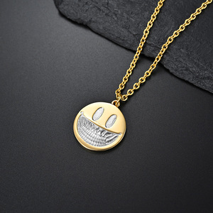 Collar de Moda con Diseño de Calavera Sonriente Estilo Pop Oscuro, Collar de Metal Estilo Hip Hop para Hombre y Mujer - Product Image 4