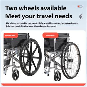Fauteuil roulant manuel pliable et portable avec dossier haut, cadre en acier carbone épaissi, double frein à main, roues de 16/24 pouces - Product Image 3