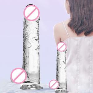 Transparante Tweekleurige Gelei Dildo Masturbatie Realistische Dildo Zuignap Transparante Anale Plug Seksproducten