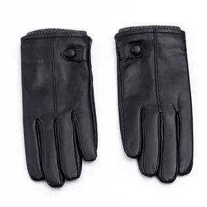 Fashion Cheap Men Winter Elastic Lambskin Leather Gloves Touchscreen