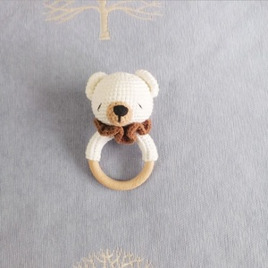 Juguete de Peluche Hecho a Mano al por Mayor, Sonajero de Animales de Amigurumi de <span class=keywords><strong>Madera</strong></span> y Algodón Orgánico, Mordedores de Ganchillo para la Dentición - Product Image 2