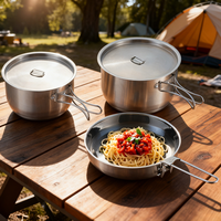 Nouvel ensemble d'ustensiles de cuisine pliables en acier inoxydable pour le camping, design dernier cri