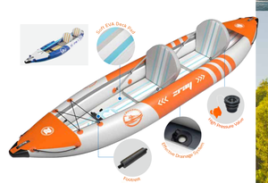 Kayak Inflable de PVC Laminado Resistente de Alta Calidad, Canoa Inflable para 2 Personas con Remos y Bomba de Aire para Uso en Exteriores - Product Image 2