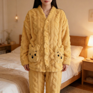 Meistverkaufter Damen-Pyjama-Set aus Jacquard, Atmungsaktiv, Romantisch, für Herbst und Winter, Warm, mit Elastischem Bund und Langen Ärmeln - Product Image 4