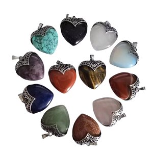 रेट्रो शैली बहु-रंग प्राकृतिक पत्थर डिय हार में प्राचीन चांदी का प्यार पेलेंट, बिक्री पर क्लासिक बड़े पैमाने पर उपहार - Product Image 4