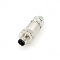 Conector RJ45 Macho de 4 Pines con Codificación D, Marca Alvin's Cables, Modelo M12, Blindaje Metálico, Enchufe PG9 para Cable Ethernet, Uso Eléctrico