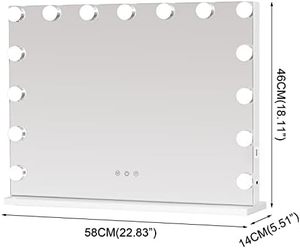 Modern 13-Drawer White Glass Standing Panel <b>Dressing</b> Table with LED Jewellery Box Adjustable Mirror Dresser Bedroom Home Use - Product Image 4