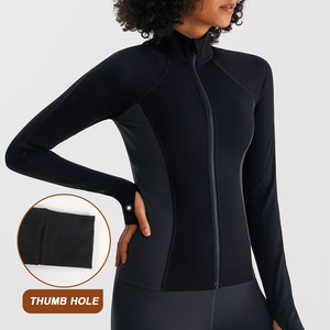 New Winter Design Waist Panel Color Contrast Non Slip Zipper Fitness Anti <strong>Pilling</strong> High Elastic <strong>Jacket</strong> for Women - Product Image 1
