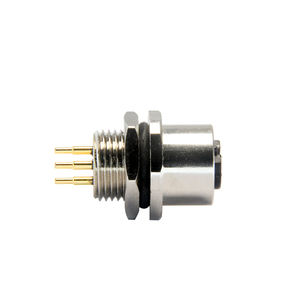 M12 4pin D קוד נקבה מולחמות עמיד למים מתכת קדמית תושבת אוגן מחבר שקע אוגן - Product Image 3