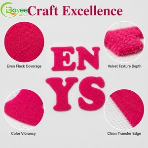 Écusson thermocollant 3D personnalisé par le fabricant, en floc haute densité, pour étiquette de vêtement DIY, couleur néon vif, toucher doux - Product Image 1