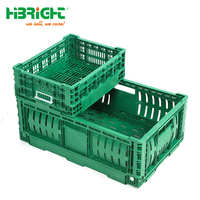 Caisse pliable en plastique HDPE robuste et ventilée pour fruits et légumes, empilable