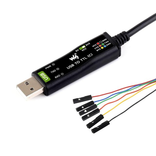 AIsmartgoo Waveshare Industrial USB to TTL (C) 6pin Serial Cable, Original FT232RNL Chip, Multi Protection Circuits