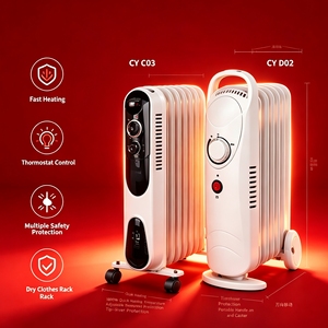 <span class=keywords><strong>Radiateur</strong></span> à huile compact avec 3 canaux d'huile et thermostat réglable pour petites pièces et appartements - Product Image 3