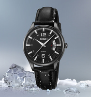 Montre à quartz pour homme avec logo personnalisable, bracelet en cuir de haute qualité, acier inoxydable, étanche, affichage de la date, boîtier en alliage tendance