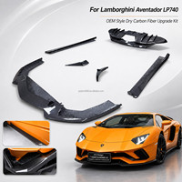 Kit de Alerón Delantero, Faldones Laterales y Difusor Trasero de Fibra de Carbono Estilo OEM para Lamborghini Aventador LP740, Conversión Aero 2017+