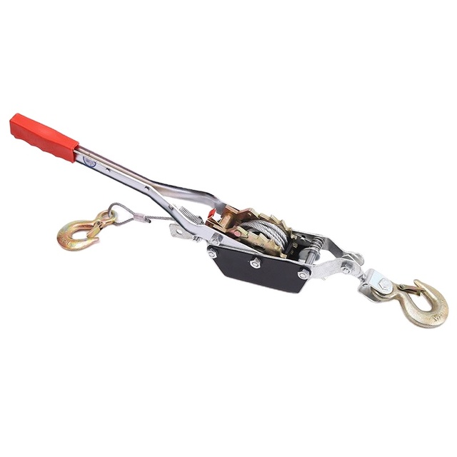Durable Manual Ratchet 4T Wire Rope Hand Puller Double Hook Cable Gear Winch Rigging Tightener