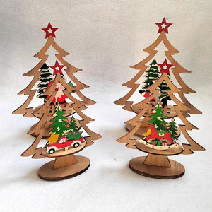 Adornos Navideños de Madera Personalizados para Mesa, Centro de Mesa con Muñeco de Nieve, Reno y Santa Claus, Adornos Navideños de Madera sin Acabado - Product Image 1