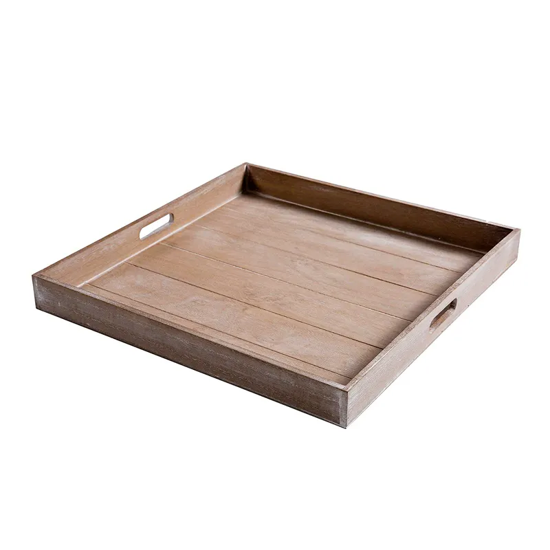 Large Shabby Chic Wood Serving Square Tray for Breakfast in Bed