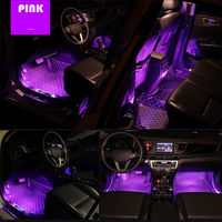 Lampe d'ambiance à LED pour pied de voiture avec télécommande USB sans fil Contrôle de la musique Modes multiples Intérieur automobile