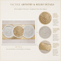 Peinture murale acrylique originale moderne abstraite texturée avec cercle doré, peintures faites à la main, impression sur toile avec embellissement