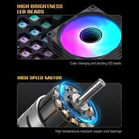 Lovingcool RGB 2 Tubo de calor CPU Ventilador de refrigeración Aluminio Gaming PC 90mm Procesador Disipador de calor Radiador Ventilador Efecto de iluminación multicolor