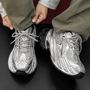 Grey mech-style high-top thick-soled outdoor <b>shoes</b> casual and versatile design men's couple sports <b>shoes</b> - Product Image 2