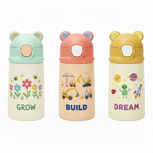 320ml Cute Animal Ear Children's Bottle-Custom Design <b>Double</b> <b>Wall</b> Vacuum Insulated Stainless Steel BPA Free Portable Rope 6 - Product Image 1