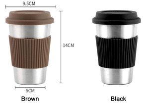 304 Single-layer Stainless Steel <b>Coffee</b> Cup with Heat-resistant Silicone Cup Sipping Cup - Product Image 2
